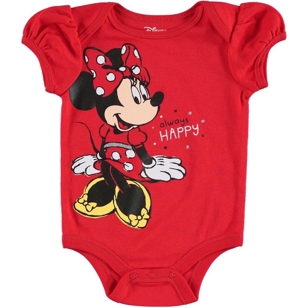 (A4) Disney Baby Minnie Mouse Red Always Happy Bodysuit 6-9M 50L1531MIY